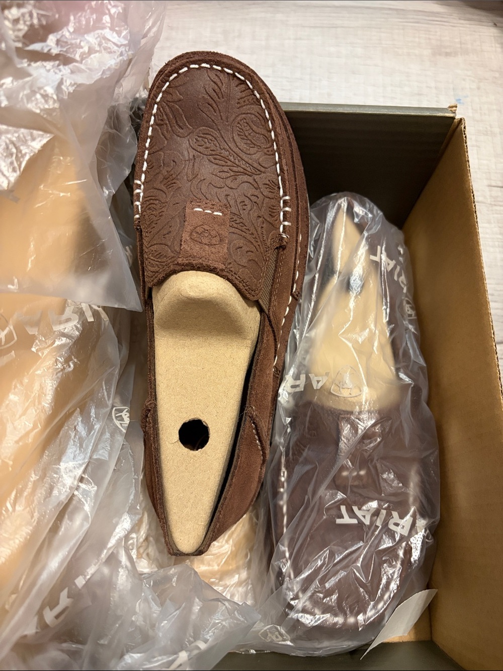 Ariat Brown Embossed Moccasin Loafers